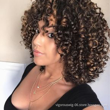 Wholesale supplier bangs big hair ombre brown straight short wigs black women curly synthetic wig sale kinky natural afro wigs